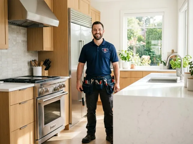 Appliance Repair Hero technician in a Ashburn, VA kitchen after an appliance repair